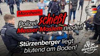 Mannheim: Islam-Kritiker Stürzenberger liegt blutend am Boden, Polizei schießt Messer-Moslem nieder!