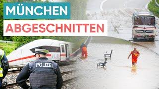 Verkehr lahmgelegt: Straßen und Gleise in Bayern geflutet!